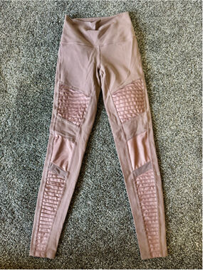 Women's Alo Yoga Moto Leggings Smokey Quartz Full Length Size Small